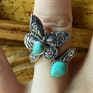 Royston Turquoise Sterling Silver Butterfly Ring Size 7